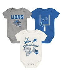 Outerstuff Baby Boys and Girls 3-Pack Detroit Lions Littlest Player Bodysuit Set