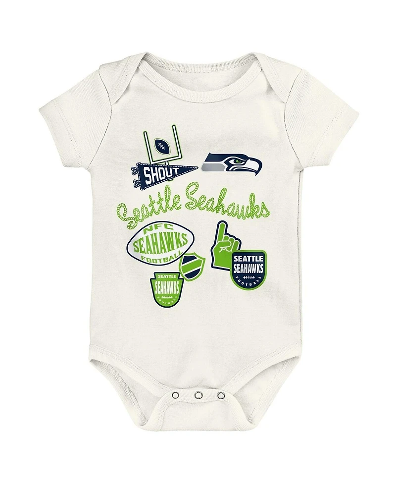 Outerstuff Baby Boys and Girls 3-Pack Seattle Seahawks Littlest Player Bodysuit Set