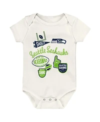Outerstuff Baby Boys and Girls 3-Pack Seattle Seahawks Littlest Player Bodysuit Set