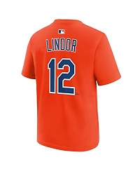 Nike Big Boys and Girls Francisco Lindor Orange New York Mets Name Number T-Shirt
