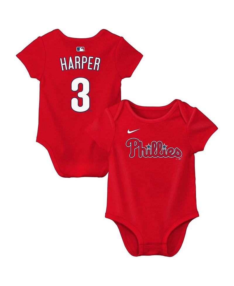 Nike Baby Boys and Girls Bryce Harper Red Philadelphia Phillies Name Number Bodysuit