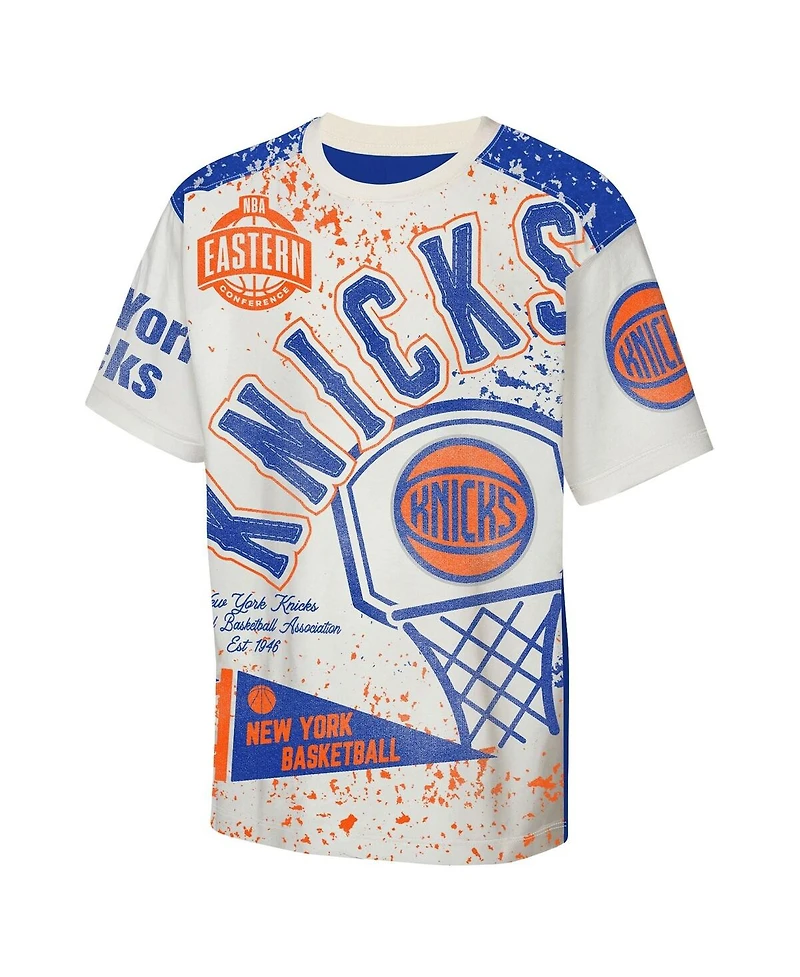 Outerstuff Big Boys and Girls Cream New York Knicks Top Player All-Over-Print T-Shirt