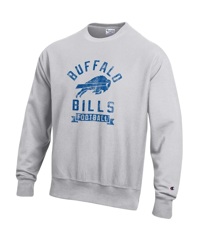 Champion Men's Heather Gray Buffalo Bills Reverse Weave Fleece Pullover Sweatshirt