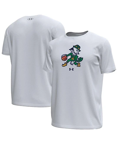 Under Armour Men's White Notre Dame Fighting Irish Basketball Leprechaun Tech Stretch T-Shirt