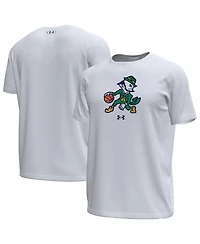 Under Armour Men's White Notre Dame Fighting Irish Basketball Leprechaun Tech Stretch T-Shirt