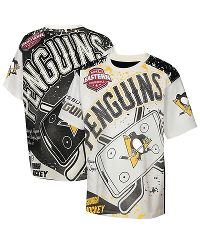 Outerstuff Big Boys and Girls Cream Pittsburgh Penguins Top Player T-Shirt