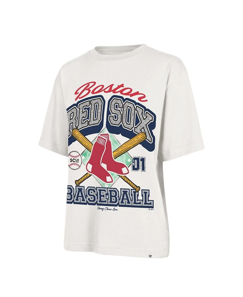Stoney Clover Lane X '47 Brand Women's Sand Boston Red Sox Crossover Base Foundation T-Shirt
