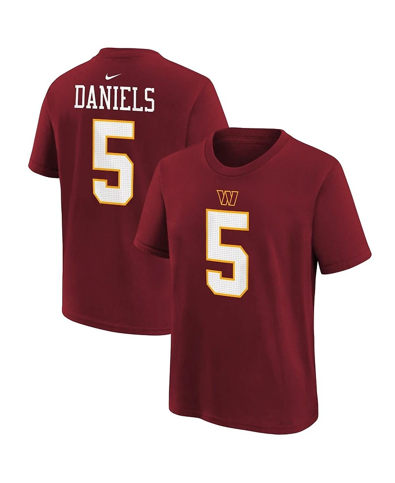 Nike Big Boys and Girls Jayden Daniels Burgundy Washington Commanders Name Number T-Shirt