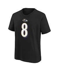 Nike Big Boys and Girls Lamar Jackson Black Baltimore Ravens Player Name & Number T-Shirt