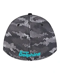 New Era Men's Black Miami Dolphins Camo A-Frame 39THIRTY Flex Hat