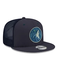 New Era Men's Navy Minnesota Timberwolves Core Logo Meshback 9FIFTY Snapback Hat