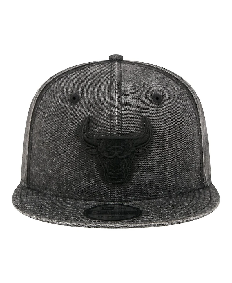 New Era Men's Black Chicago Bulls Washed Tonal 9FIFTY Snapback Hat
