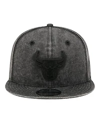 New Era Men's Black Chicago Bulls Washed Tonal 9FIFTY Snapback Hat