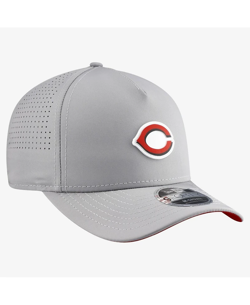 New Era Men's Gray Cincinnati Reds Micro Logo 9FORTY M-Crown A-Frame Adjustable Hat