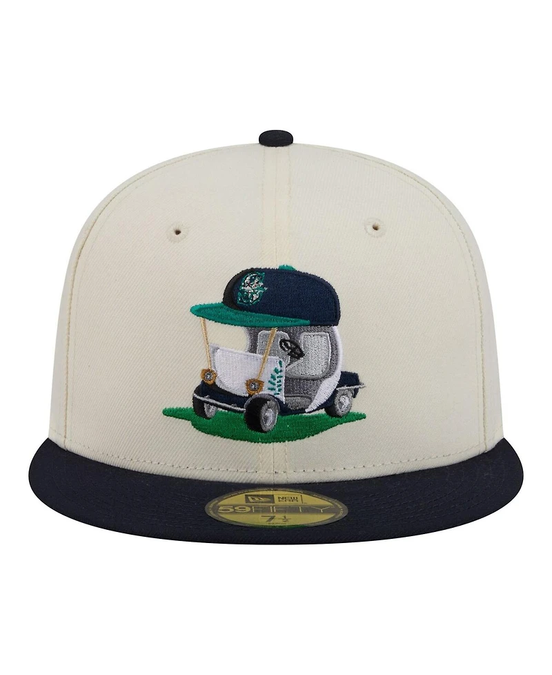 New Era Men's Cream/Navy Seattle Mariners Bullpen Cart 59FIFTY Fitted Hat