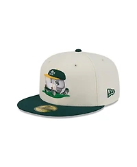 New Era Men's Cream/Green Athletics Bullpen Cart 59FIFTY Fitted Hat