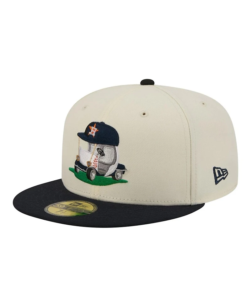 New Era Men's Cream/Navy Houston Astros Bullpen Cart 59FIFTY Fitted Hat