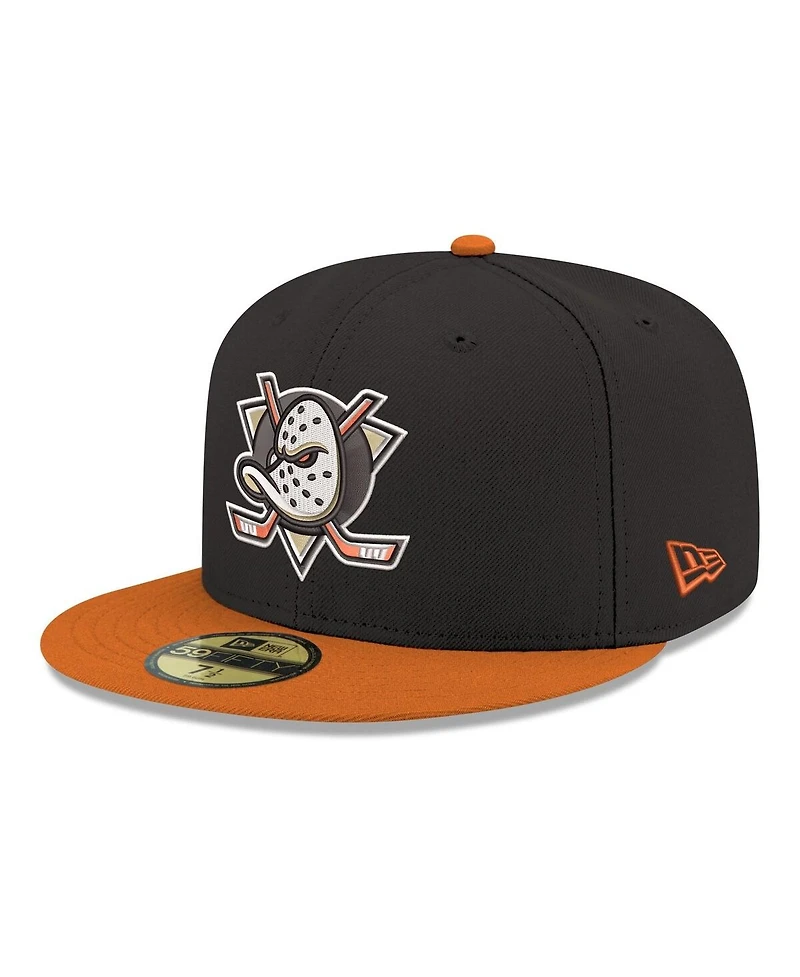 New Era Men's Black Anaheim Ducks Core Logo Two-Tone 59FIFTY Fitted Hat