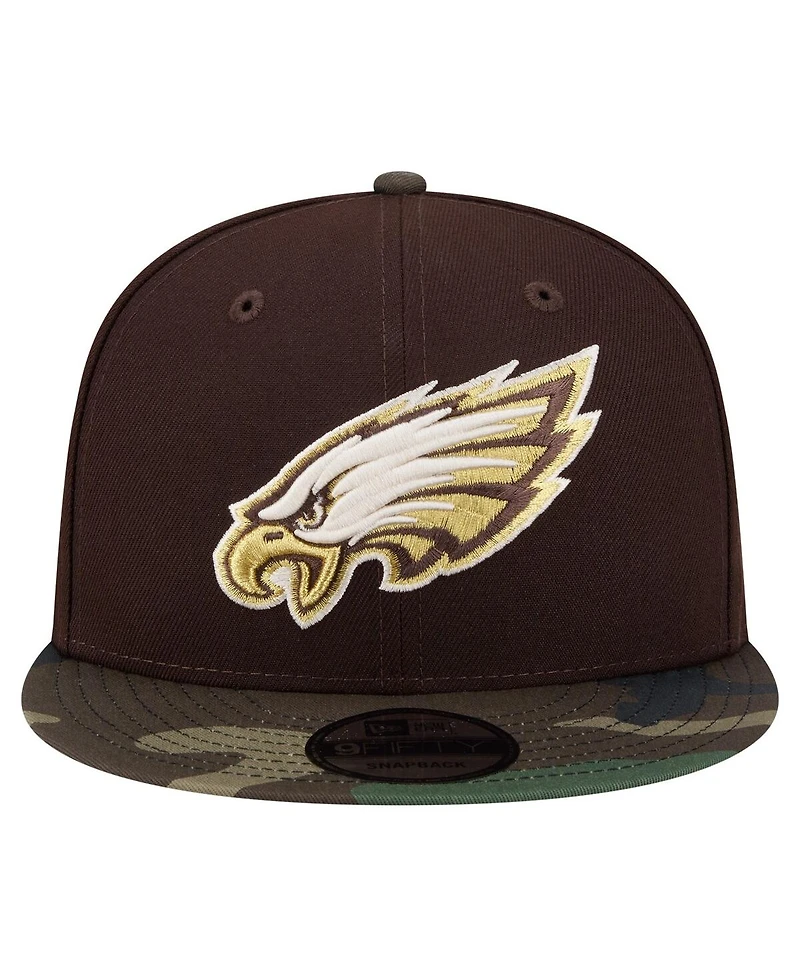 New Era Men's Dark Brown Philadelphia Eagles Burnt Wood Camo 9FIFTY Snapback Hat