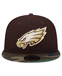 New Era Men's Dark Brown Philadelphia Eagles Burnt Wood Camo 9FIFTY Snapback Hat