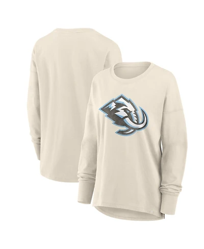 Fanatics Women's Cream Utah Mammoth Distressed Logo Long Sleeve T-Shirt