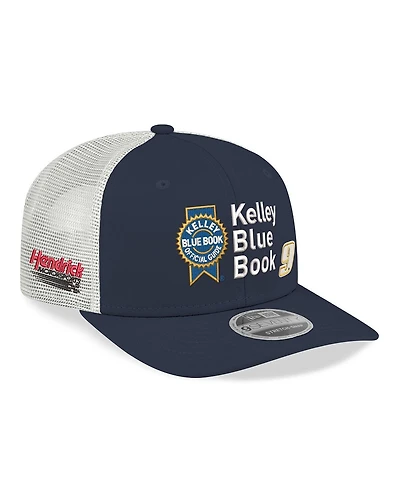New Era Men's Navy/White Chase Elliott 2026 Kelly Blue Book 9SEVENTY Adjustable Trucker Hat