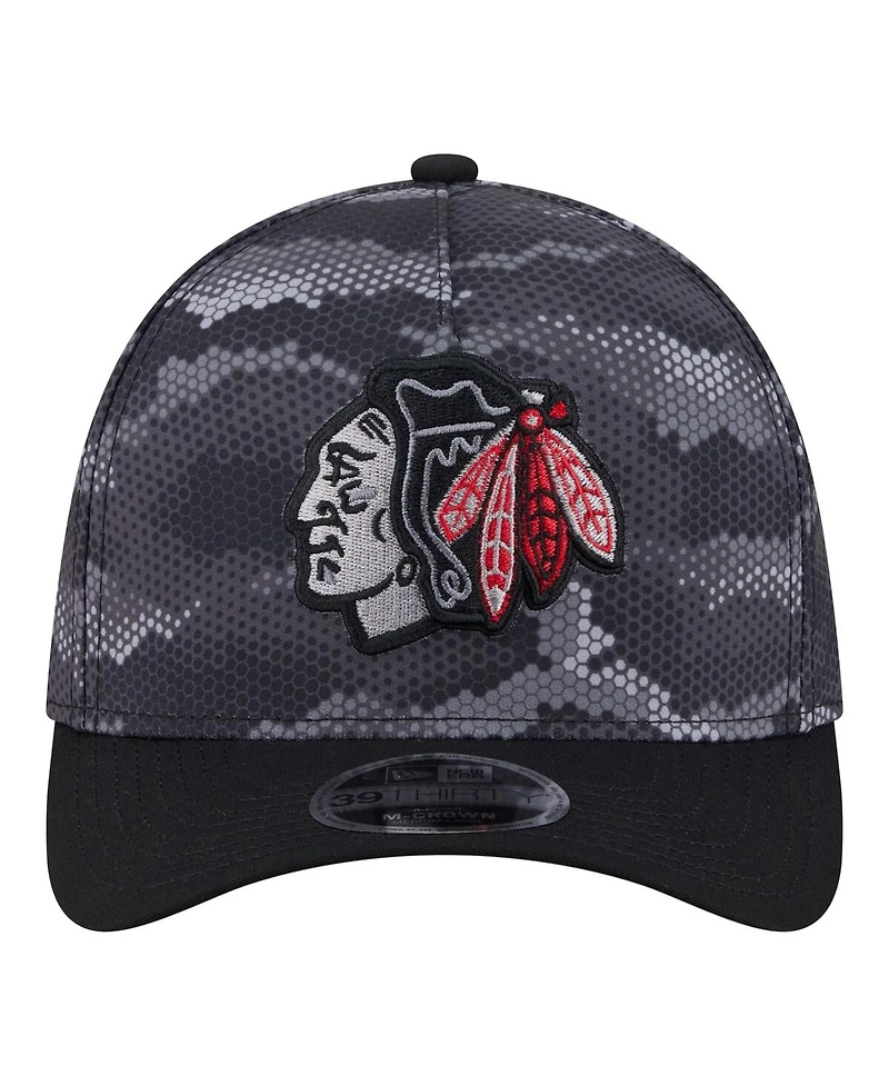 New Era Men's Black Chicago Blackhawks Zero Dark 39THIRTY Flex Hat