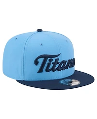 New Era Men's Light Blue/Navy Tennessee Titans Script 9FIFTY Snapback Hat