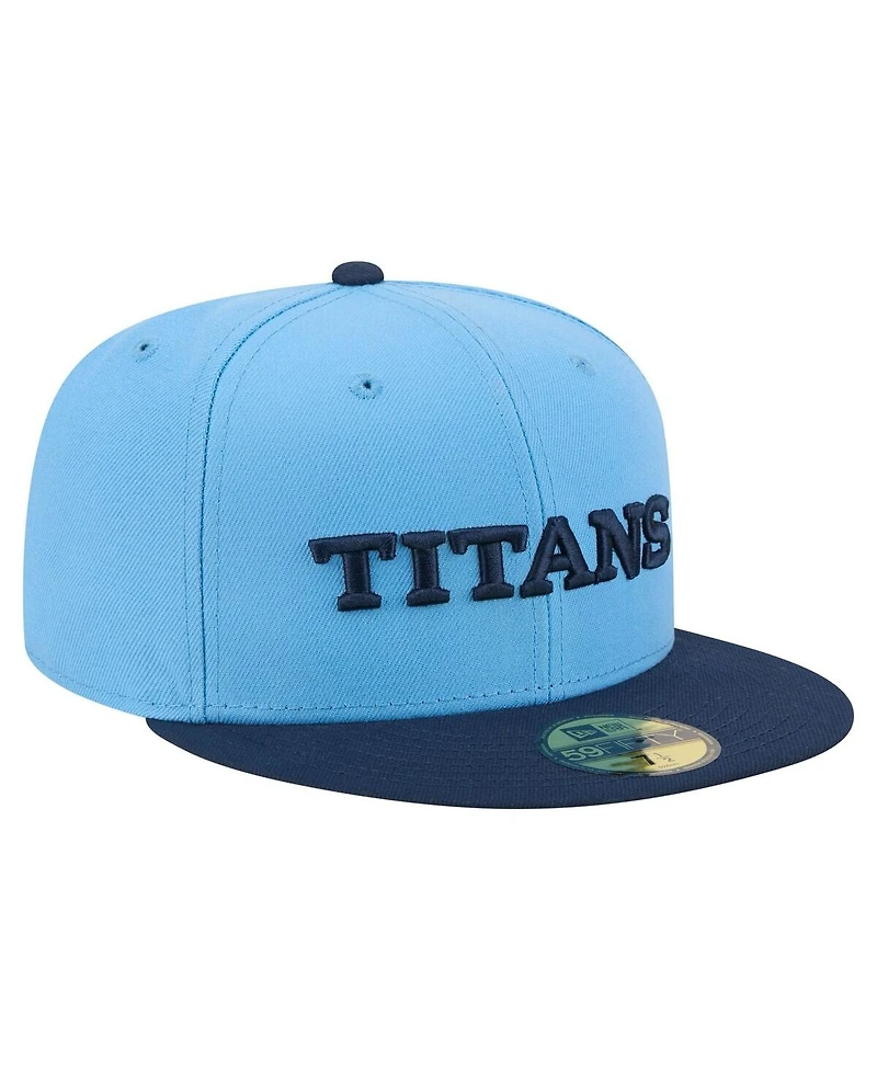 New Era Men's Light Blue/Navy Tennessee Titans Wordmark 59FIFTY Fitted Hat