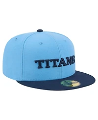New Era Men's Light Blue/Navy Tennessee Titans Wordmark 59FIFTY Fitted Hat