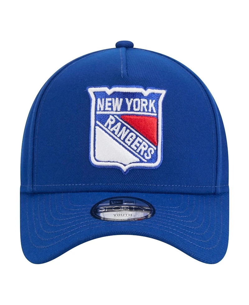 New Era Big Boys and Girls Blue New York Rangers 9FORTY A-Frame Adjustable Hat