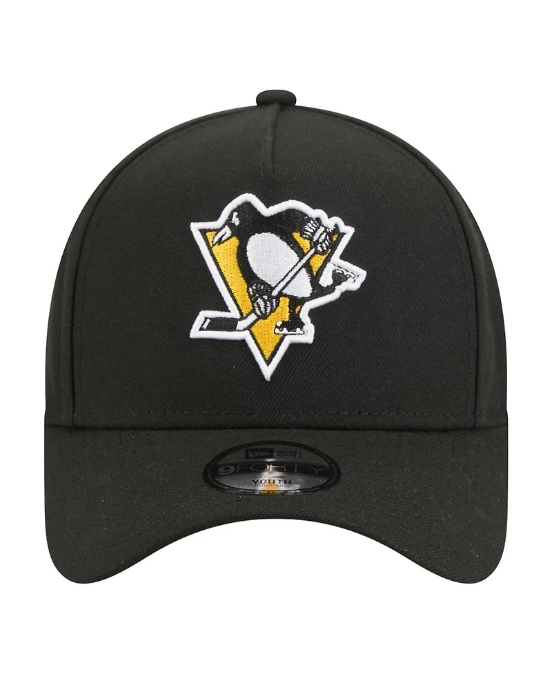 New Era Big Boys and Girls Black Pittsburgh Penguins 9FORTY A-Frame Adjustable Hat