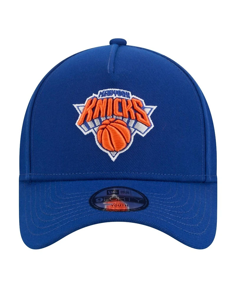 New Era Big Boys and Girls Blue New York Knicks 9FORTY A-Frame Adjustable Hat