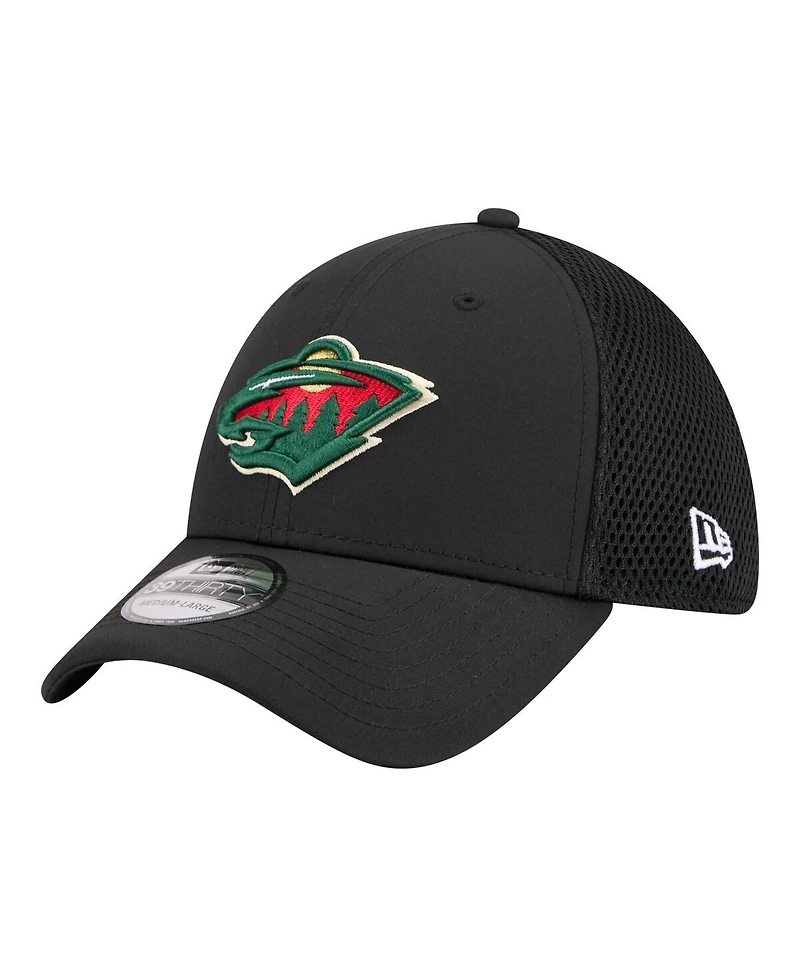 New Era Men's Black Minnesota Wild Logo 39THIRTY Flex Hat