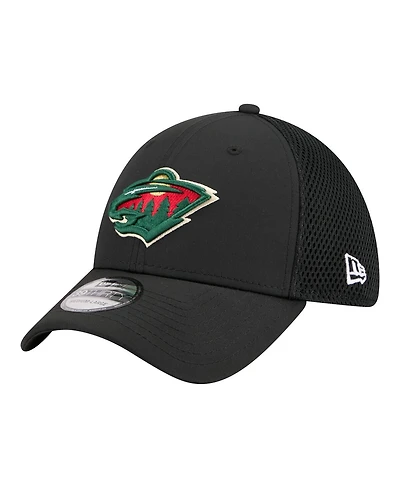 New Era Men's Black Minnesota Wild Logo 39THIRTY Flex Hat