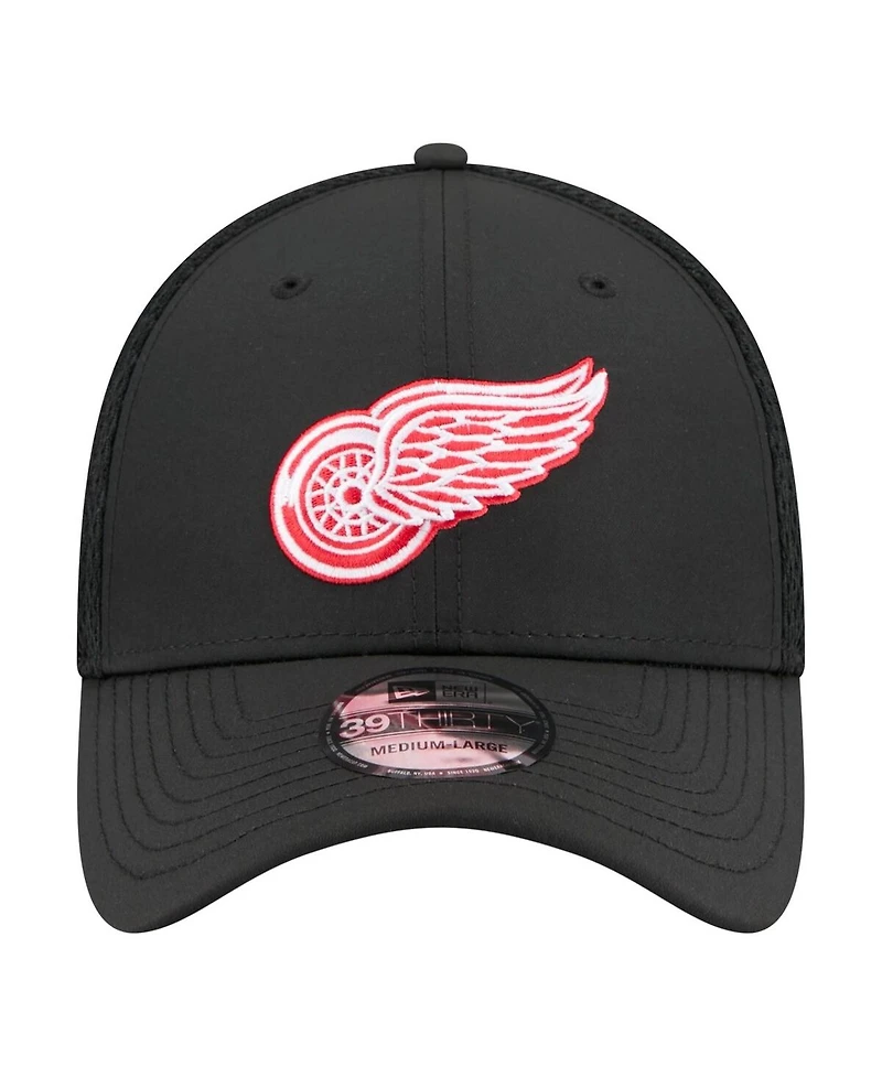 New Era Men's Black Detroit Red Wings Logo 39THIRTY Flex Hat