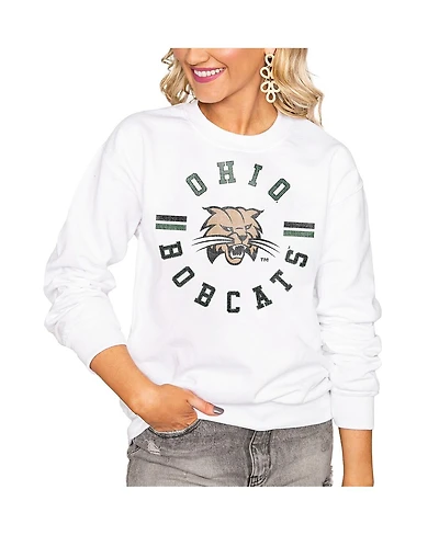 Gameday Couture Women's White Ohio Bobcats Oversized Vintage Days Perfect Crew Sweatshirt