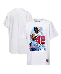 Mitchell & Ness Big Boys and Girls Jackie Robinson White Los Angeles Dodgers Legacy T-Shirt