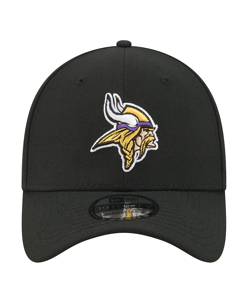 New Era Men's Black Minnesota Vikings Core Team 39THIRTY Flex Hat