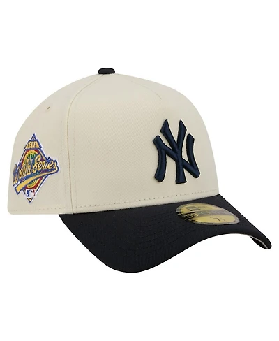New Era Men's Cream/Navy York Yankees Chrome A-Frame 59FORTY Adjustable Hat
