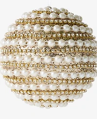 Holiday Lane Gilded Glamour Pearl Stripe Ball Ornament, Macy's Exclusive