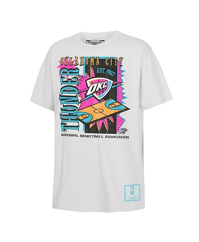 Mitchell & Ness Big Boys and Girls White Oklahoma City Thunder Neon Court Shock T-Shirt