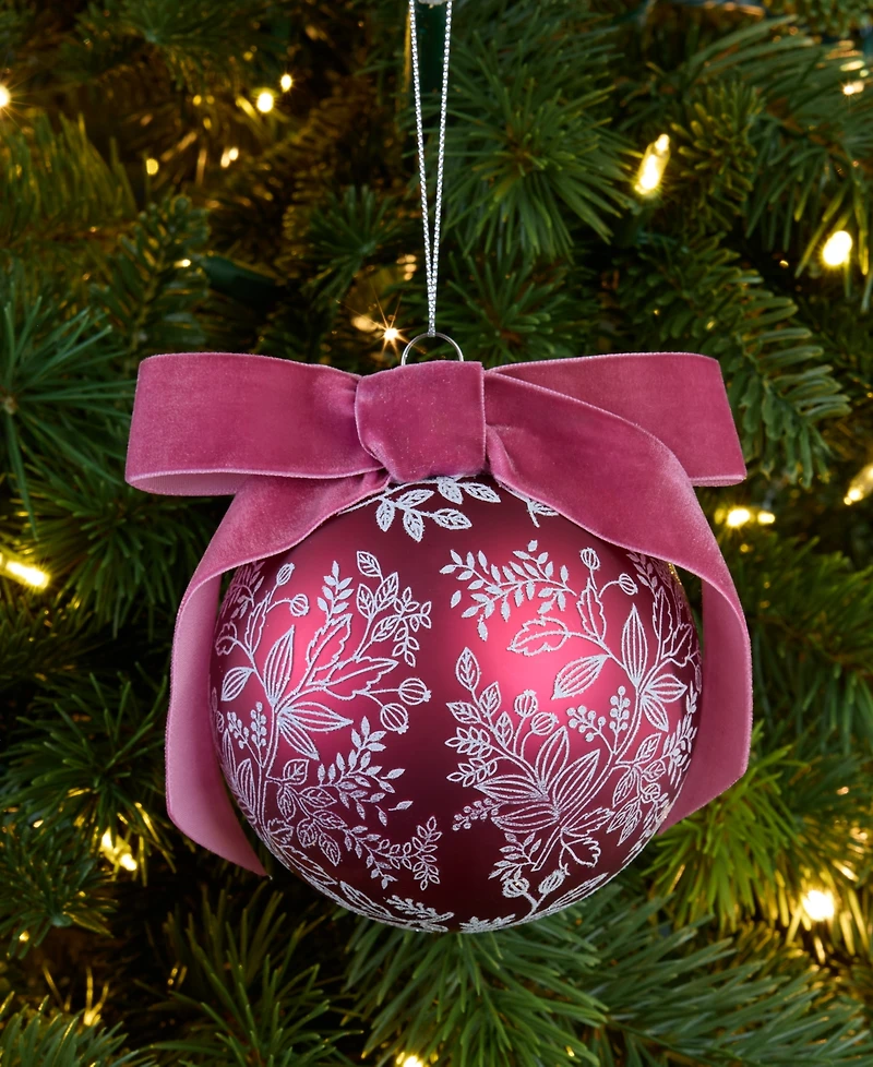 Holiday Lane Holiday Toile Red Floral Ball Ornament, Macy's Exclusive