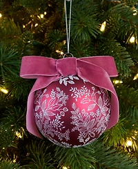 Holiday Lane Holiday Toile Red Floral Ball Ornament, Macy's Exclusive
