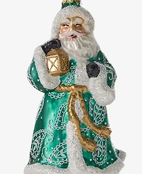Holiday Lane Holiday Toile Santa with Coat and Lantern Ornament, Macy's Exclusive