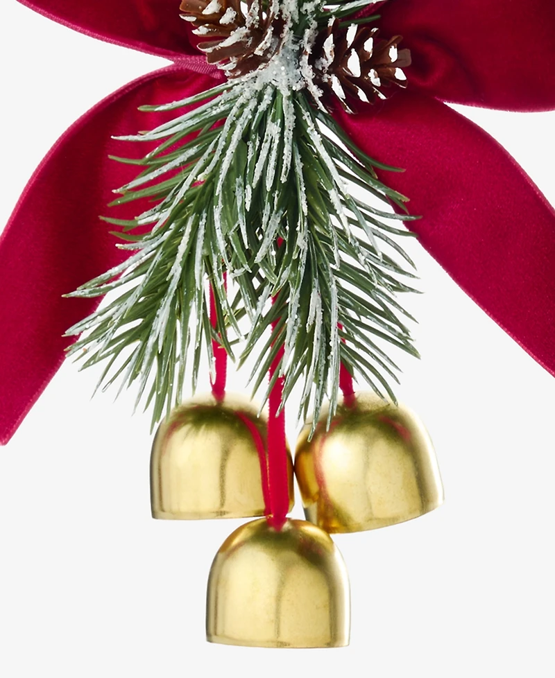 Holiday Lane Holiday Toile Bells with Needle Leaf and Bow Ornament, Macy's Exclusive