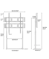 Unho No Drill Tv Stand, 3-Level Height Adjustable, Stable Bottom Bar, Easy Install, Wall-Leaning