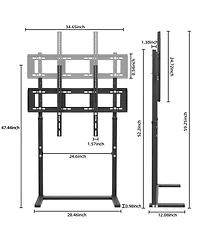 Unho Free Standing Floor Tv Stand, Against The Wall Tv Bracket, Height Adjustable Mount for 32-85 Inch Flat Panel Tv