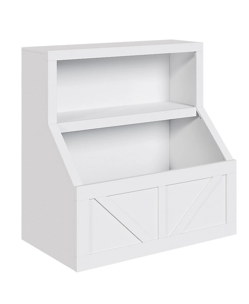 homfan Kids Bookshelf and Toy Storage, 2 Tier Organizer with Storage Cabinet, Toddler Shelf Bookcase for Playroom, Living Room, Classroom