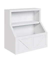 homfan Kids Bookshelf and Toy Storage, 2 Tier Organizer with Storage Cabinet, Toddler Shelf Bookcase for Playroom, Living Room, Classroom